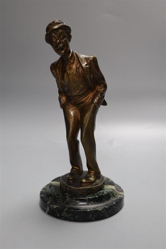 Tramel Le Bouif. A bronze of a gentleman, on green marble plinth, height 18cm